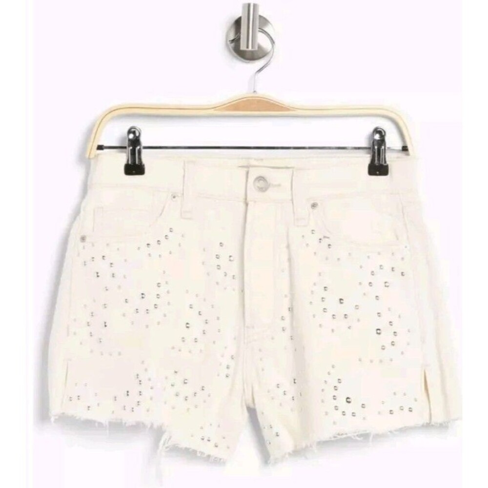 30 Hudson Jeans Lori High Rise Star Studded Denim Shorts